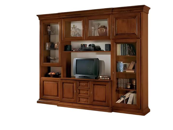 Xlmoebel Wohnwand Italienische Wohnwand aus hochwertigem Holz in klassischem Design, (1-St., Wohnwand), Hergestellt in Europa