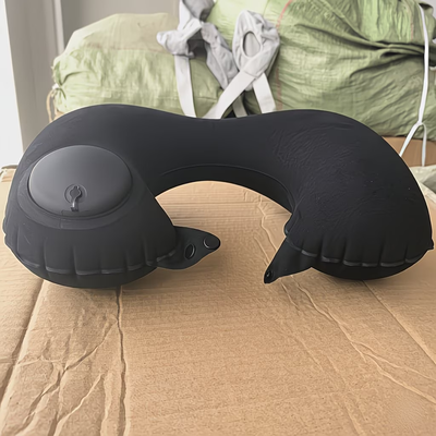 Shop Station Compact Inflatable Travel Neck Pillow Portable U Shaped Neck Support For Flights, Cars & Office black