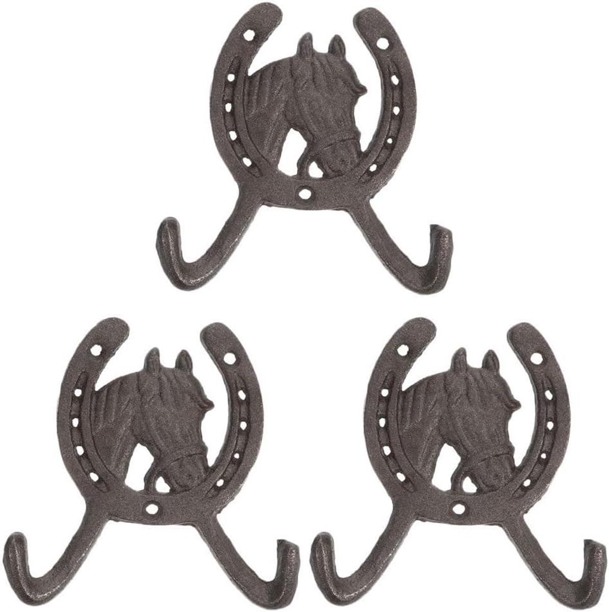 Allecto Plus Decoratieve Paardenkop Hoefijzer Wandhaken - 3 stuks
