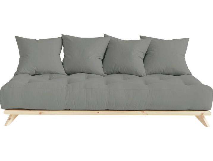 Daybett KARUP DESIGN Senza, Sofa, mit Futonmatratze, minimalistisch, massives Kiefernholz , grau (grau, klarlackiert), B:200cm H:85cm L:90cm, Daybetten, Daybett, Handgefertigt, skandinavisches Design, vielseitig, schlichter Stil
