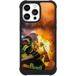 Nivocase Hülle für Apple iPhone 14 Pro Max Stossfeste Handyhülle NIVOmax Case Schwarz Feuer Feuerwehr (Apple iPhone 14 Pro Max), Smartphone Hülle, Schwarz