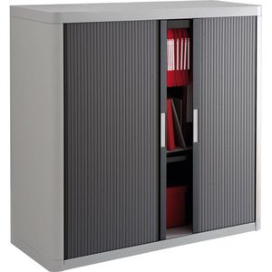 Paperflow Rollladenschrank aus Metall und Kunststoff, abschließbar, 110x104x42cm (B/H/T), anthrazit / grau, 2 Böden