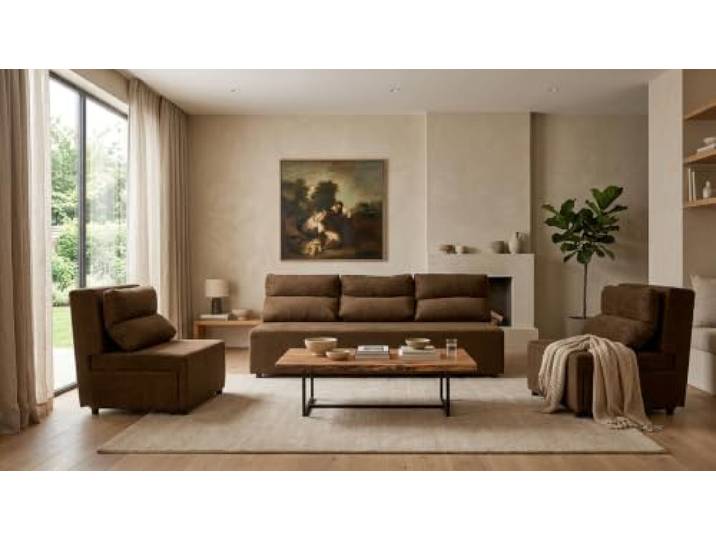 Family Meble Kimo Sitzgruppe, Sofa und 2 Sessel – Braun – 104