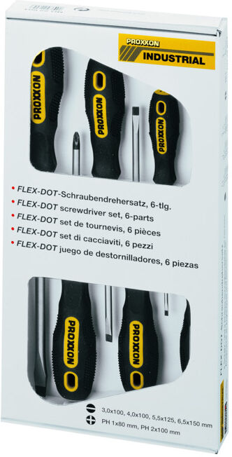 Proxxon FLEX-DOT Jeu de tournevis 6 pièces, fente et PHILLIPS (22604)