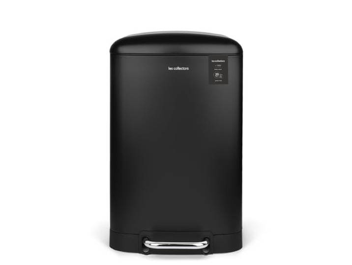 H.Koenig Les Collectors Mülleimer N°505, 20 L, passend für 20–50-Liter-Säcke, Küchen-Tretabfalleimer Edelstahl, Fassungsvermögen, herausnehmbarer Inneneimer, elegantes Design, mattes Finish, Schwarz