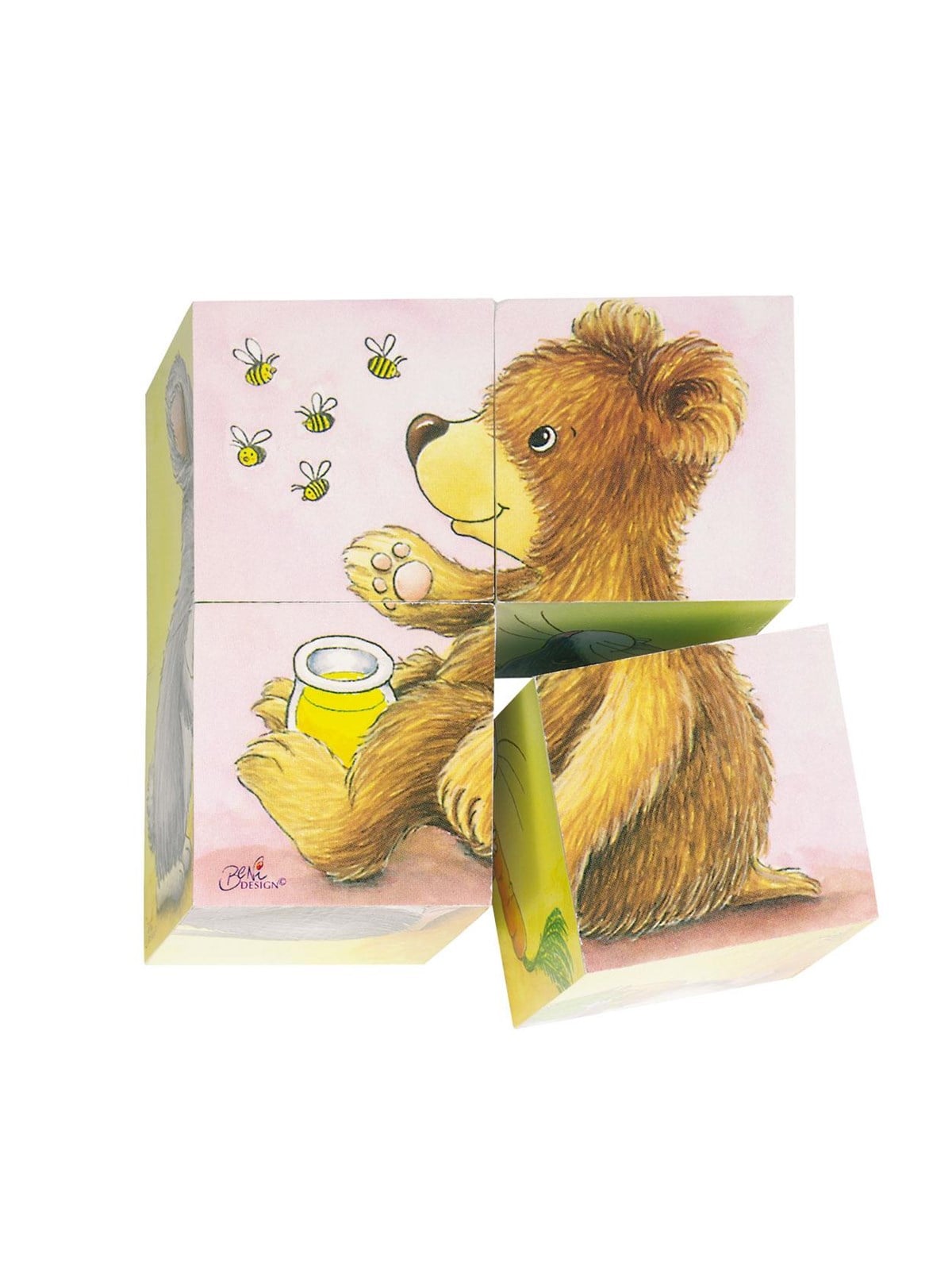 Goki Wooden Block Puzzle Baby Animals Block