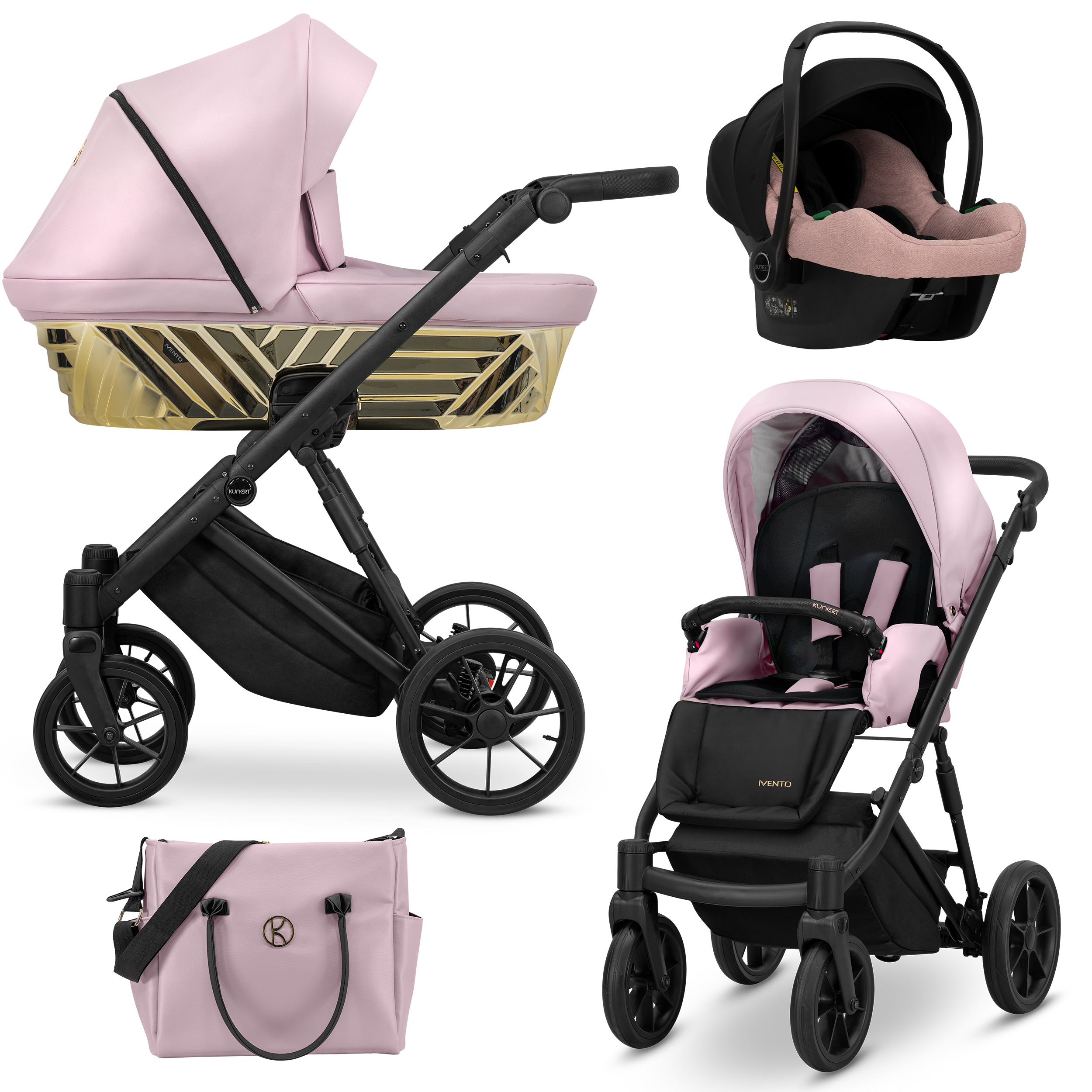 Kinderwagen Kunert Ivento Glam 3in1 - Farbe: Eco Pink Metallic