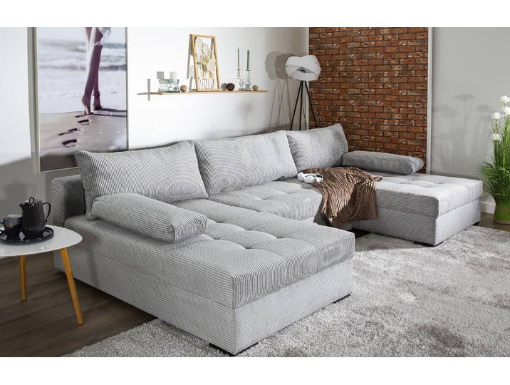 Wohnlandschaft COLLECTION AB Josy U-Form, B: 307 cm , grau (hellgrau), B:307cm H:41cm T:161cm, 100%Polyester, Sofas, Wohnlandschaft, Schlaffunktion & Bettkasten, Federkern