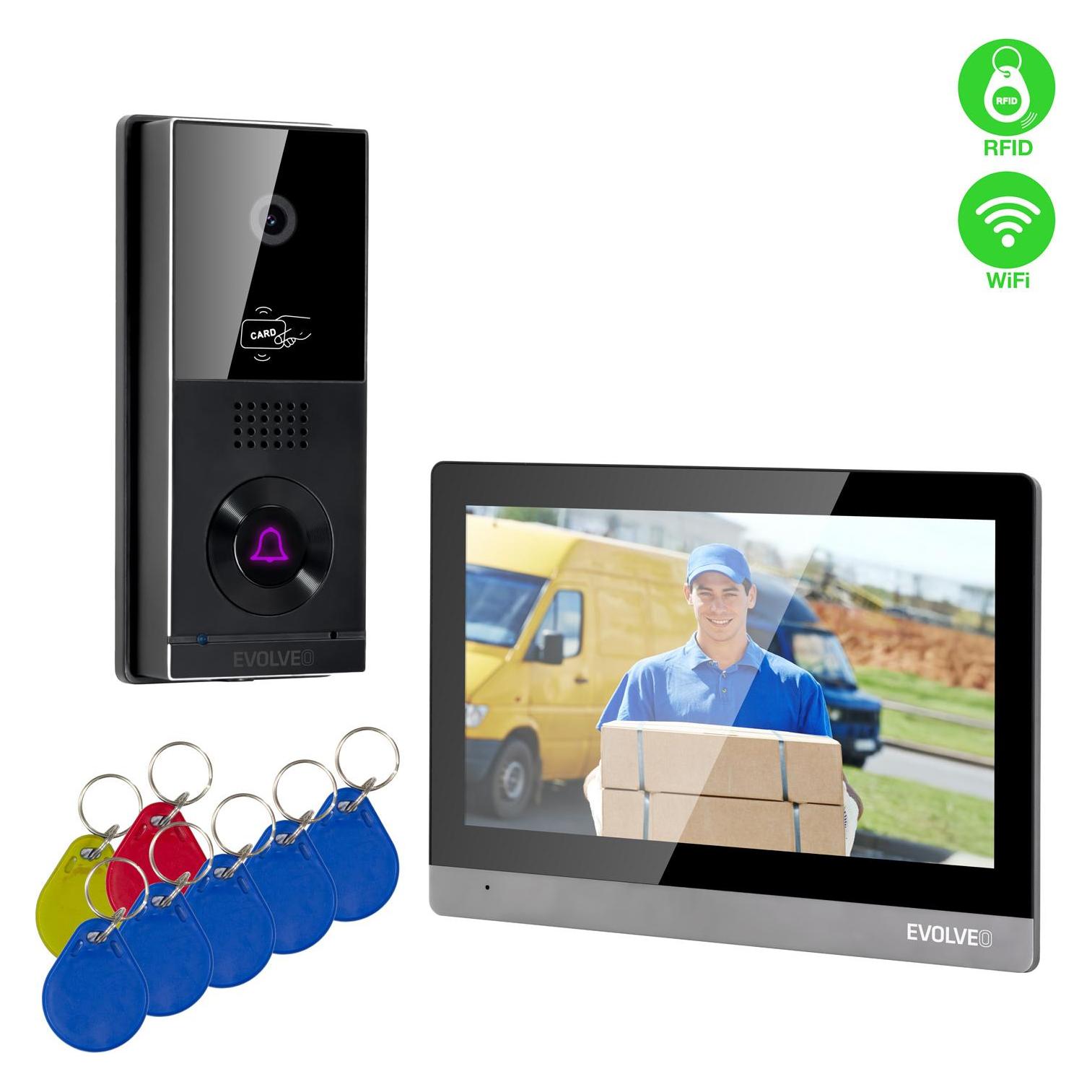 Evolveo DoorPhone AHD10, WiFi Home Video Doorphone Kit with Door Control and RFID, Black Silver 1 (WLAN) (2055159658808)