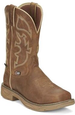 "Justin Original Workboots Rush 11"" Waterproof Steel Square Toe - Mens 12 Tan Boot D"