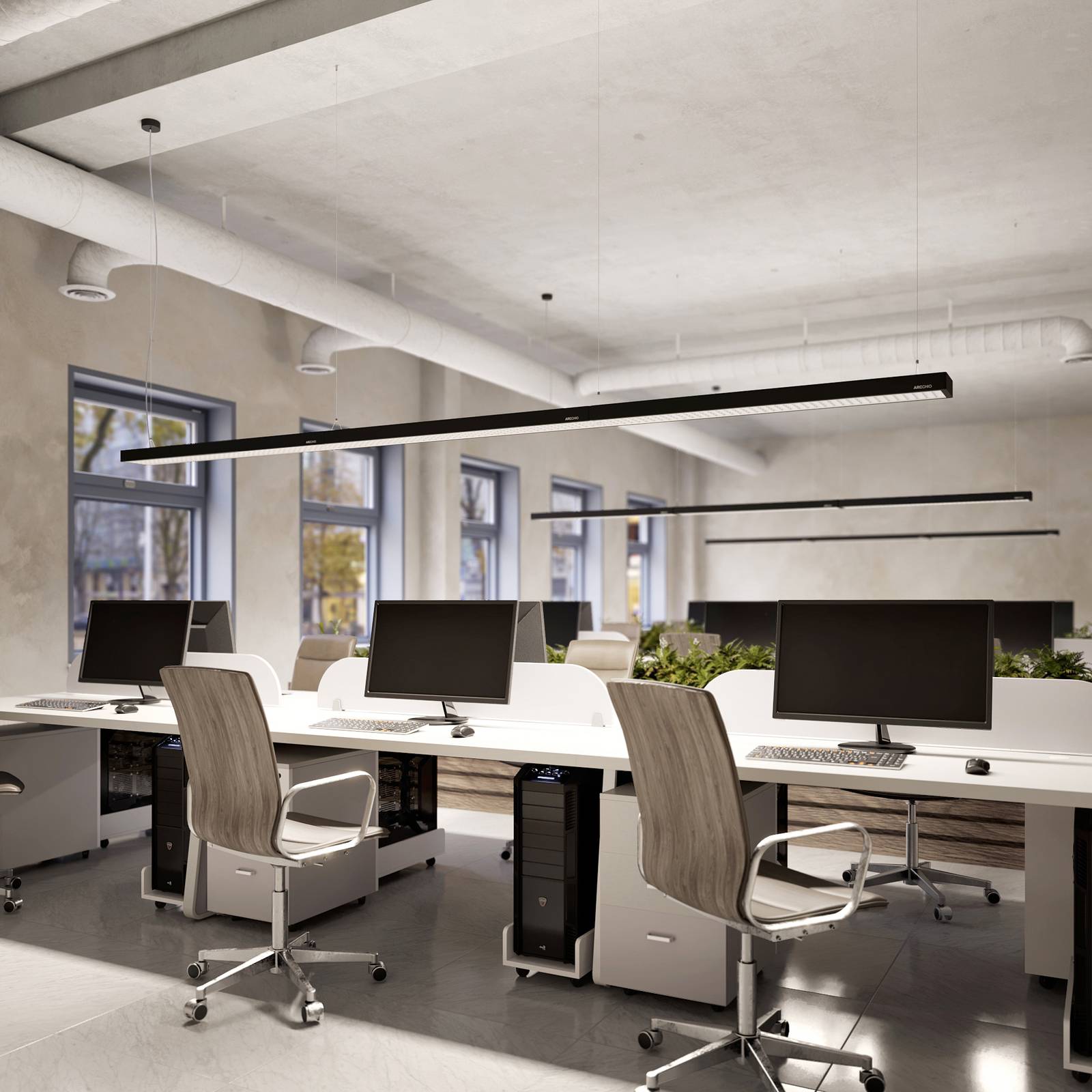 Hängelampe Susi Arcchio, dimmbar, schwarz, für Arbeitszimmer / Büro, Aluminium, Modern