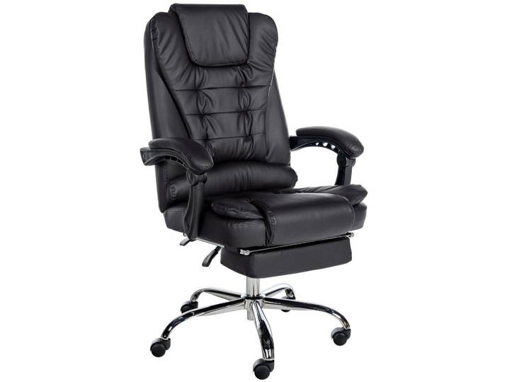 CLP Chefsessel Lederlook Schwarz, Metall, 67x115x68 cm, Büromöbel, Bürostühle, Chefsessel