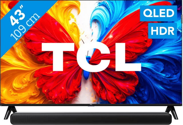 TCL 43 inch QLED S5L 4K TV (2026) met TCL S45H 2.0 Soundbar