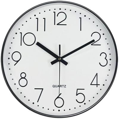 Uplift Picks Modern Silent Wall Clock With Tempered Glass And 3D Numbers white black 10 Inch