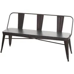 Décoshop26 - 3-Sitzer-Bank Esszimmerbank Chesterfield-Kunstleder schwarz-grau 04_0000514