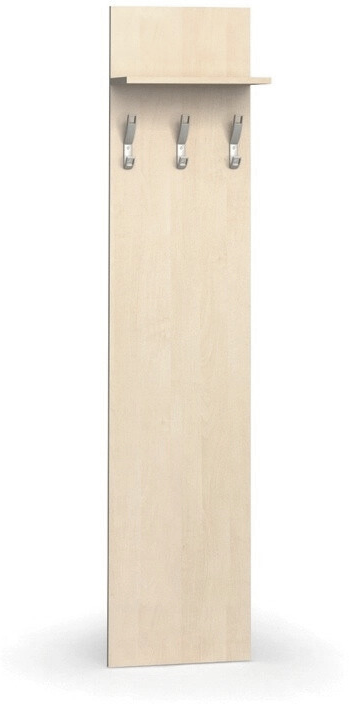 B2B Partner Garderobenwand PRIMO WOOD, 3 Kleiderhaken, Ablage, Holzstruktur vertikal, Birke