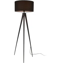 Helloshop26 - Stehlampe mit Dreibeingestell aus Metall und Stoffschirm 153 cm schwarz