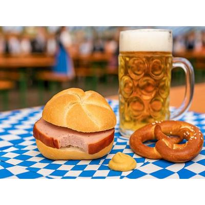 CALVENDO Puzzle Leberkässemmel mit einer Maß Bier und Brezn | 2000 Teile Lege-Größe 90x67cm Foto-Puzzle für glückliche Stunden, Sonstige von ,