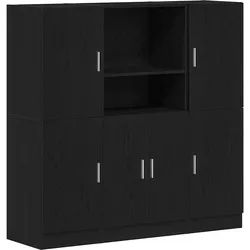 vidaXL 3-tlg. Küchenschrank-Set Schwarz Holzwerkstoff