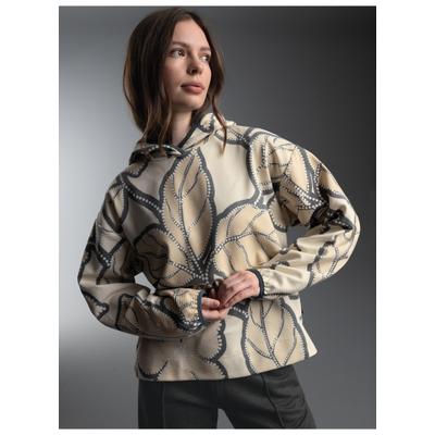 Kapuzensweatshirt TRIGEMA "TRIGEMA Hoodie mit floralem Muster", Damen, Gr. L, natur, Sweatware, 55% Polyester, 45% Baumwolle, ohne Ausschnitt, Sweatshirts
