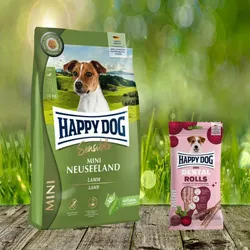 Happy Dog Supreme Mini Neuseeland 4 kg + Happy Dog Dental Snacks Dental Rolls Mini *geschenkt*
