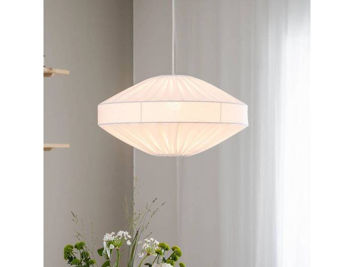 PR Home Hängelampe Edith, dimmbar, weiß / opal, für Wohn- / Esszimmer, Textil / Stoff / Seide, Skandinavisch, Pendelleuchte