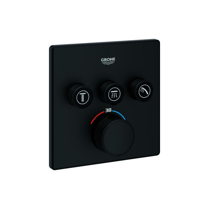 Grohe Grohtherm Smartcontrol Fertigmontageset 102167KF00 Unterputz-Thermostat, 3 Absperrventile, eckig, phantom black