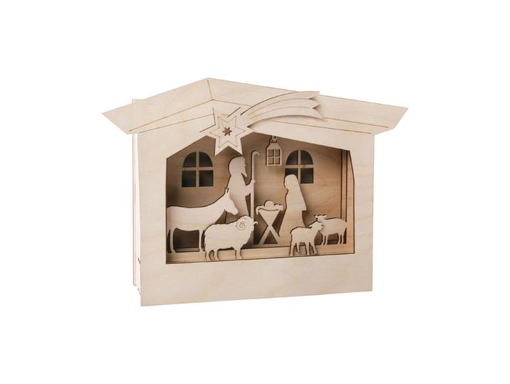 Rayher 3D-Motivrahmen Krippe 24 × 24 × 6 cm 13 Stück