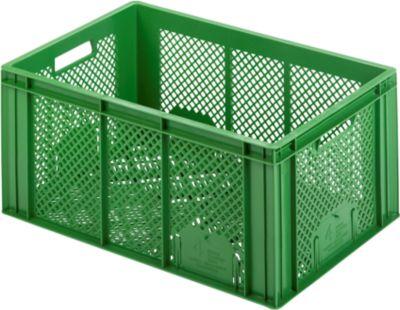 Euro Box Obst- und Gemüsekasten, lebensmittelecht, Inhalt 55,7 L, durchbrochene Version, grün
