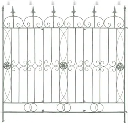 DELUKE Gartenzaun LINUS Antik 124x1x116cm, Metall, Antik-Grün Steckzaun Element Rankzaun Eisen