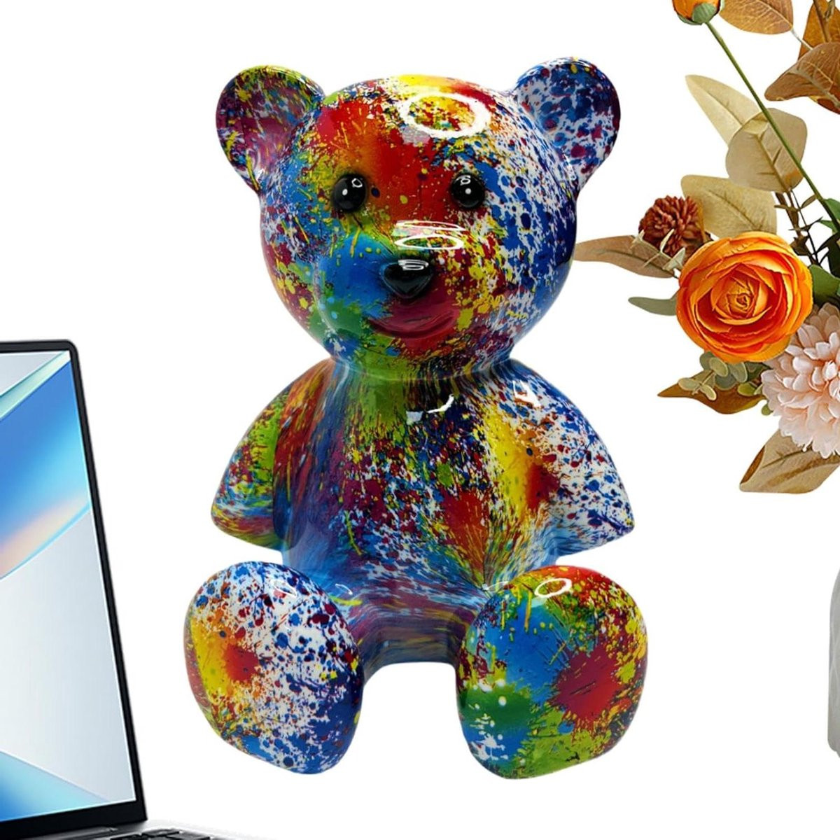 Handgemaakt Hars Zittende Beer Dierenbeeldje Decoratie Hoogte: 14.3 cm