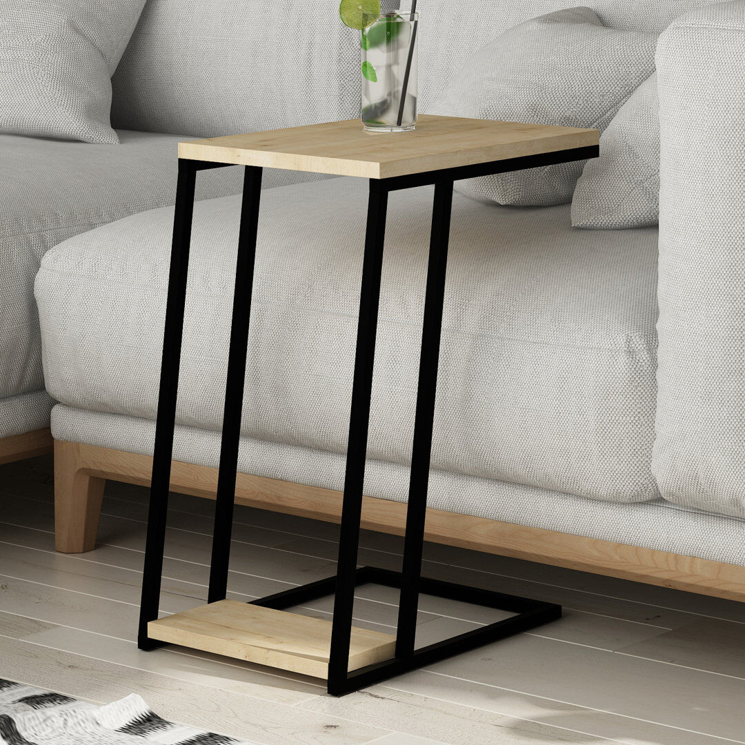 Wade Logan Aires Modern C Shape Side End Oak 57cm H X 30cm W X 40cm D