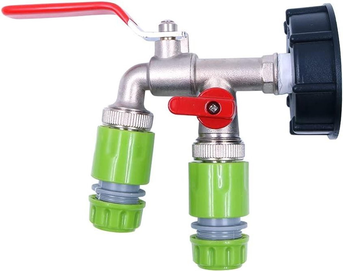 Tankadapter voor IBC Tote met S60X6 kraanaansluiting, 12mm ventiel en snelsluitingssysteem