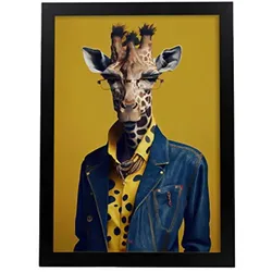POSTER Giraffe In Voller Farbe Fotostil A3 Schwarzer Rahmen