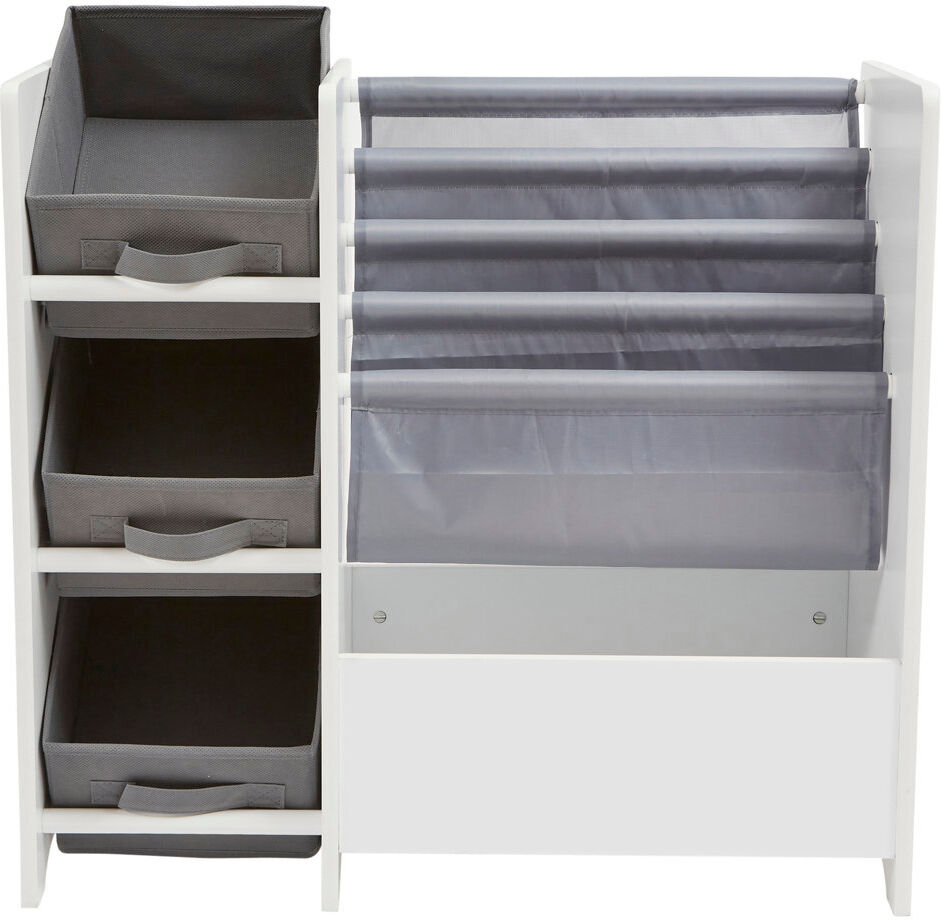Liberty House Toys Kids White Display Unit With Fabric Storage Boxes Lacquer 60cm H X 65cm W X 30cm D