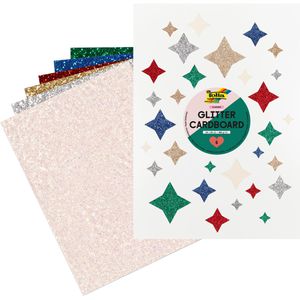 Folia Fotokarton Glitterkarton Classic, 24 x 34 cm, 6 Farben sortiert, 400g/m², 6 Blatt