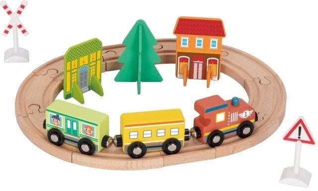 Tooky Toys Tooky Toy Wooden Train Set - Town for Kids - Encourages Imaginative Play