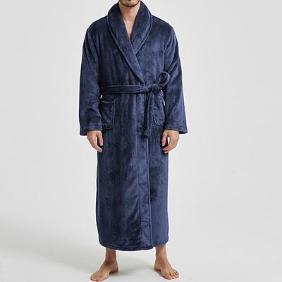 Herren Freizeitkleidung Nachthemd Bademantel Einfach Stilvoll Komfort Heim Täglich Baumwolle Thermowarm Atmungsaktiv V Ausschnitt Langarm Herbst Winter Schwarz Wein
