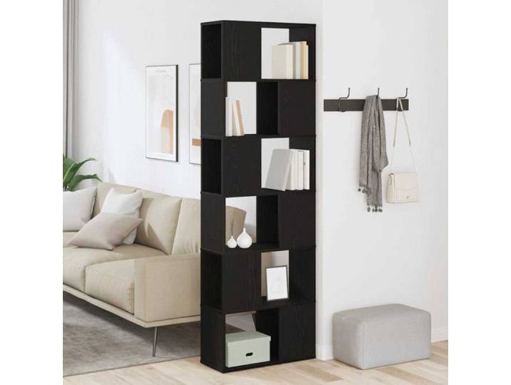 Bibliothèque - Chêne noir - 60x24x186 cm - 6 étagères - Design contemporain
