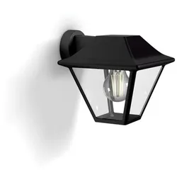 Philips myGarden Aussen Wandlaterne Alpenlicht Starnberg Traditionelle Lampe klar in schwarz aus Auluminium