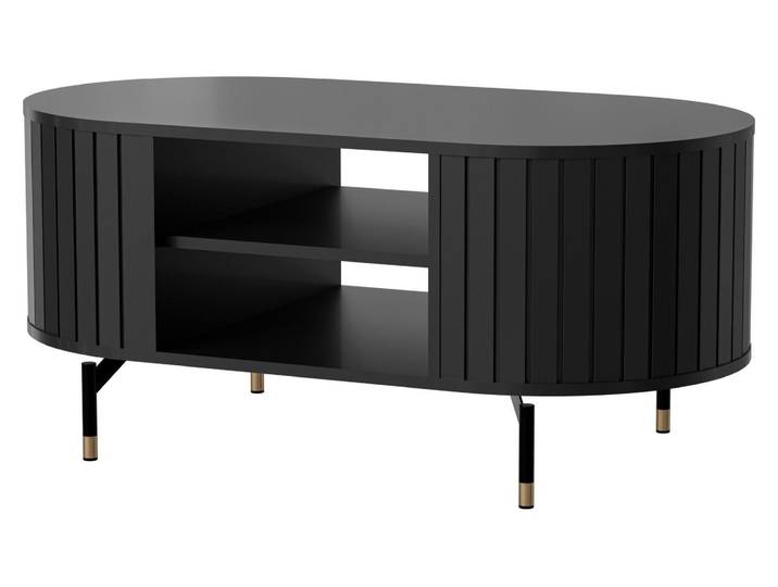 Selsey Zante - Table basse ovale avec plateau\, noir\, 104x56 cm