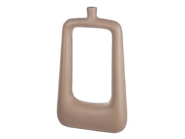 Casablanca Grand Vase Trou Vase carré décoratif en Aluminium - Décoration Salon Automne - Décoration d'anniversaire - Couleur : Beige Marron - Hauteur 41 cm