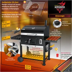 Kesser, Holzkohlegrill, Grill Grillwagen XXL Holzkohlegrill mit Deckel, Rädern (46 cm)