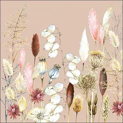 Ambiente 20 Servietten Papier 33x33cm 3-lagig - hochwertige Einweg Papierservietten Trockenblumen Gräser Motiv Vintage Partyservietten Tischdeko Boho Blumen