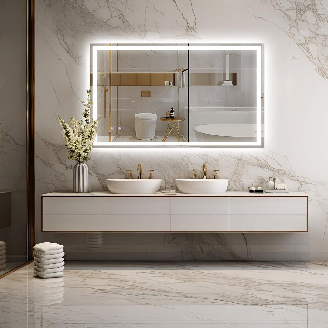 Metro Rectangle Wall Makeup / Shaving Mirror 80 cm H x 60 cm W