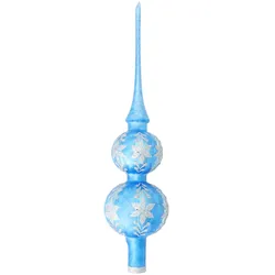 Krebs Glas Lauscha Eislack Blau 30cm Baumspitze aus Glas, mundgeblasen und handdekoriert