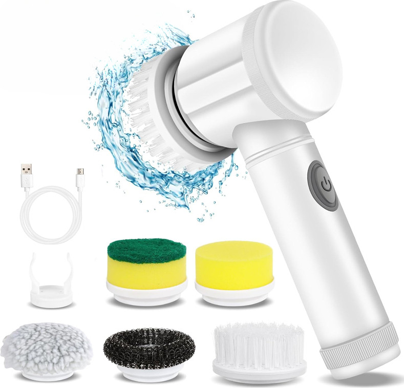 Linuode Multifunctionele elektrische reinigingsborstel voor keuken en badkamer, draadloze handscrubber voor servies, potten en pannen