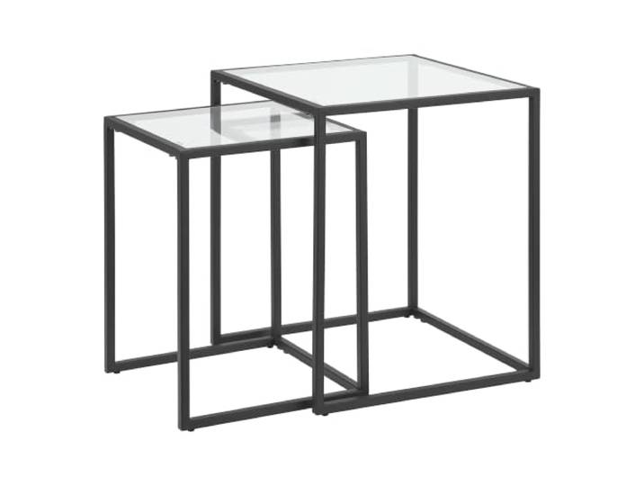 Helloshop26 Beistelltische aus Glas und Metall, transparent, Schwarz, 2 Stück, 03_0008550
