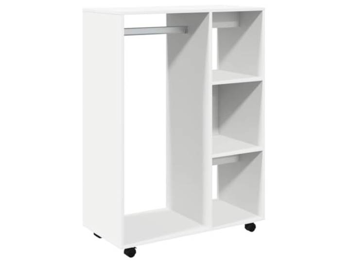 HWKQEQRF Kleiderschrank Weiß 80x40x110 cm Holzwerkstoff Rollen,offenes Fach,3 seitliche Ablagen,feuchtes Tuch,Schlafzimmer,Aufbewahrung