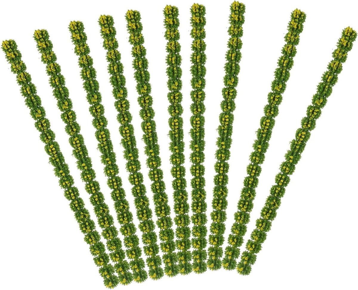 Set van 10 gele mini bloemenstruiken voor landschapmodellen en decoratie
